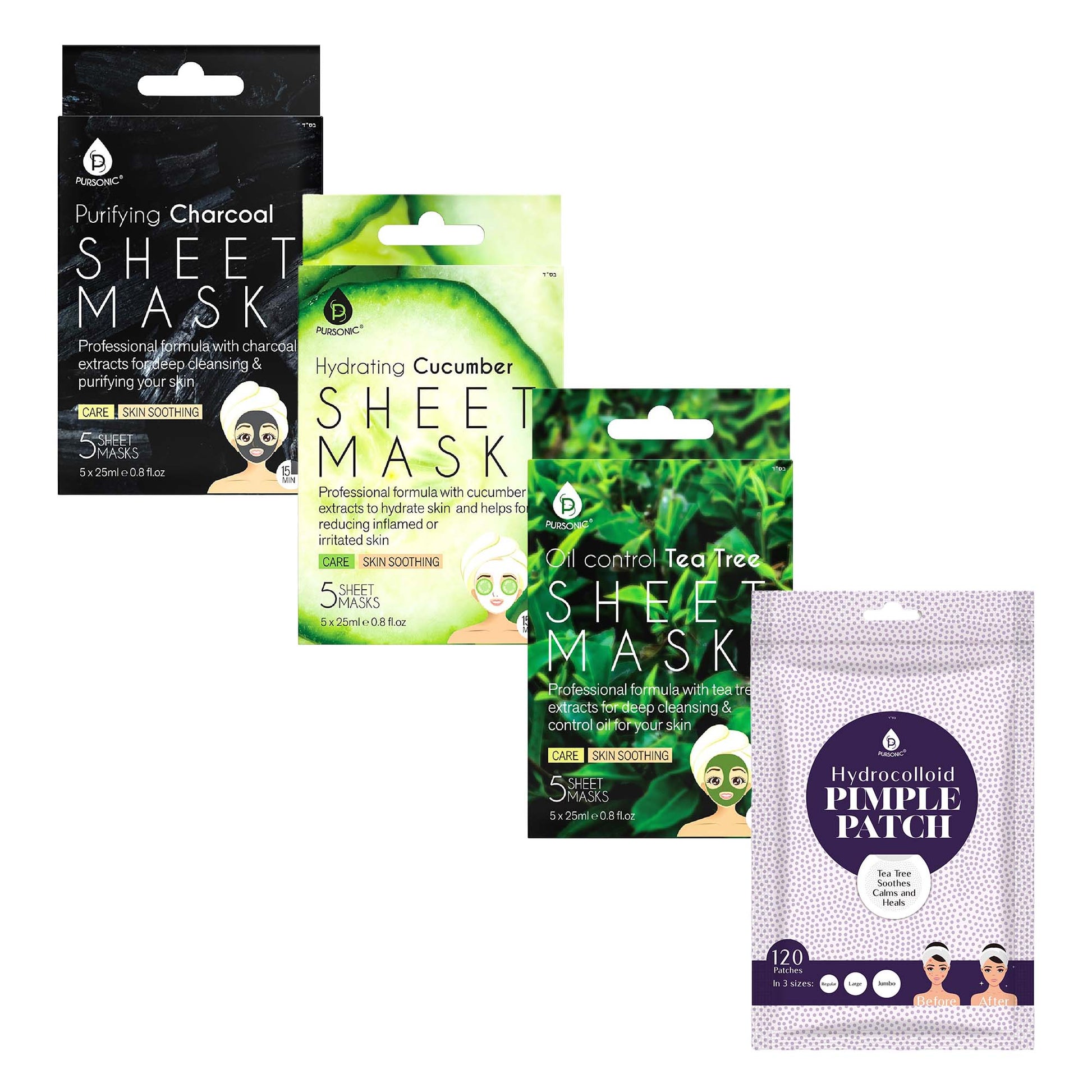 Pursonic Acne Care & Hydration Essentials Bundle – Hydrocolloid Pimple Patches & Multi-Mask Sheet Collection-0