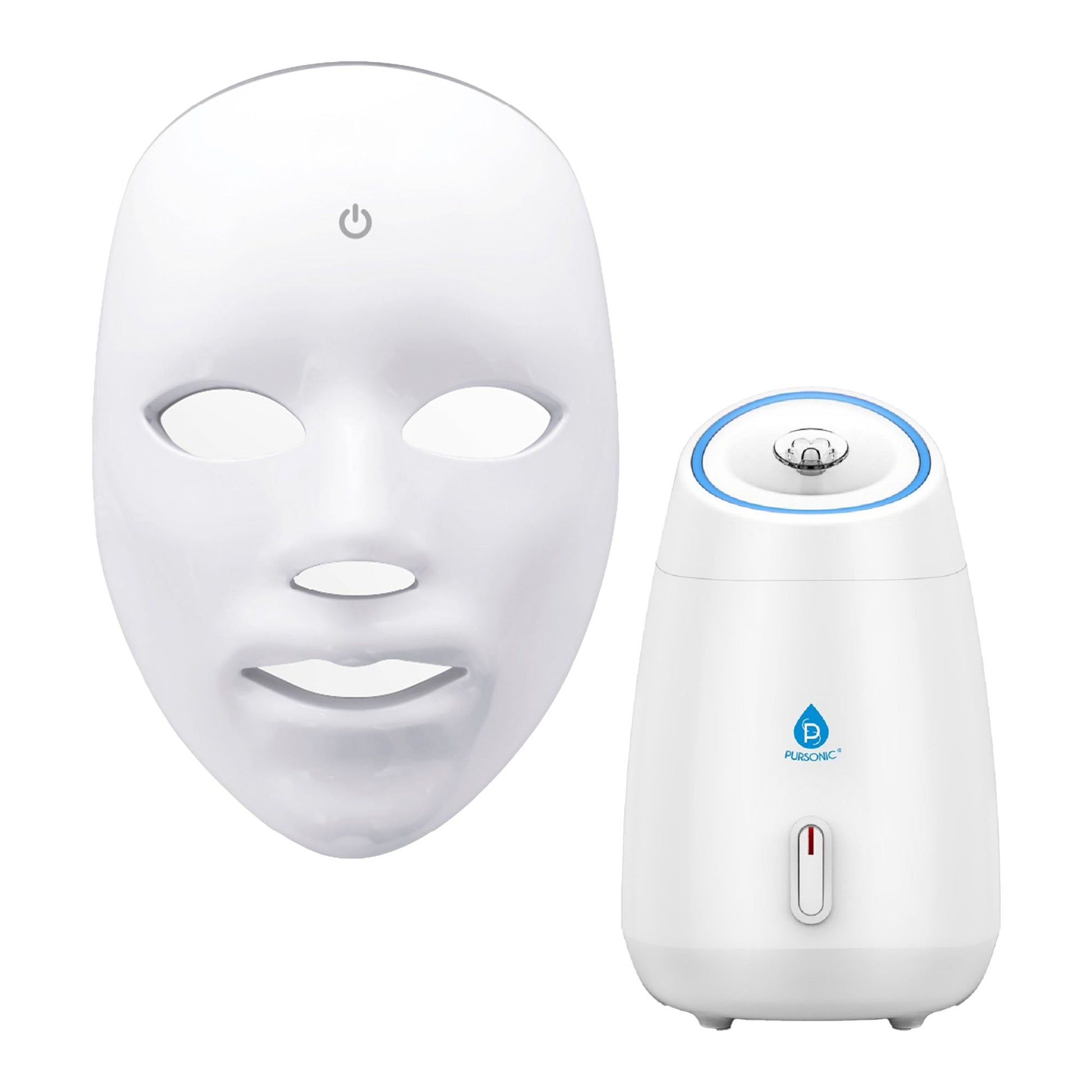 7-in-1 LED Light Therapy Face Mask & Pursonic Facial Steamer Hot Mist Moisturizing Spa Bundle-0