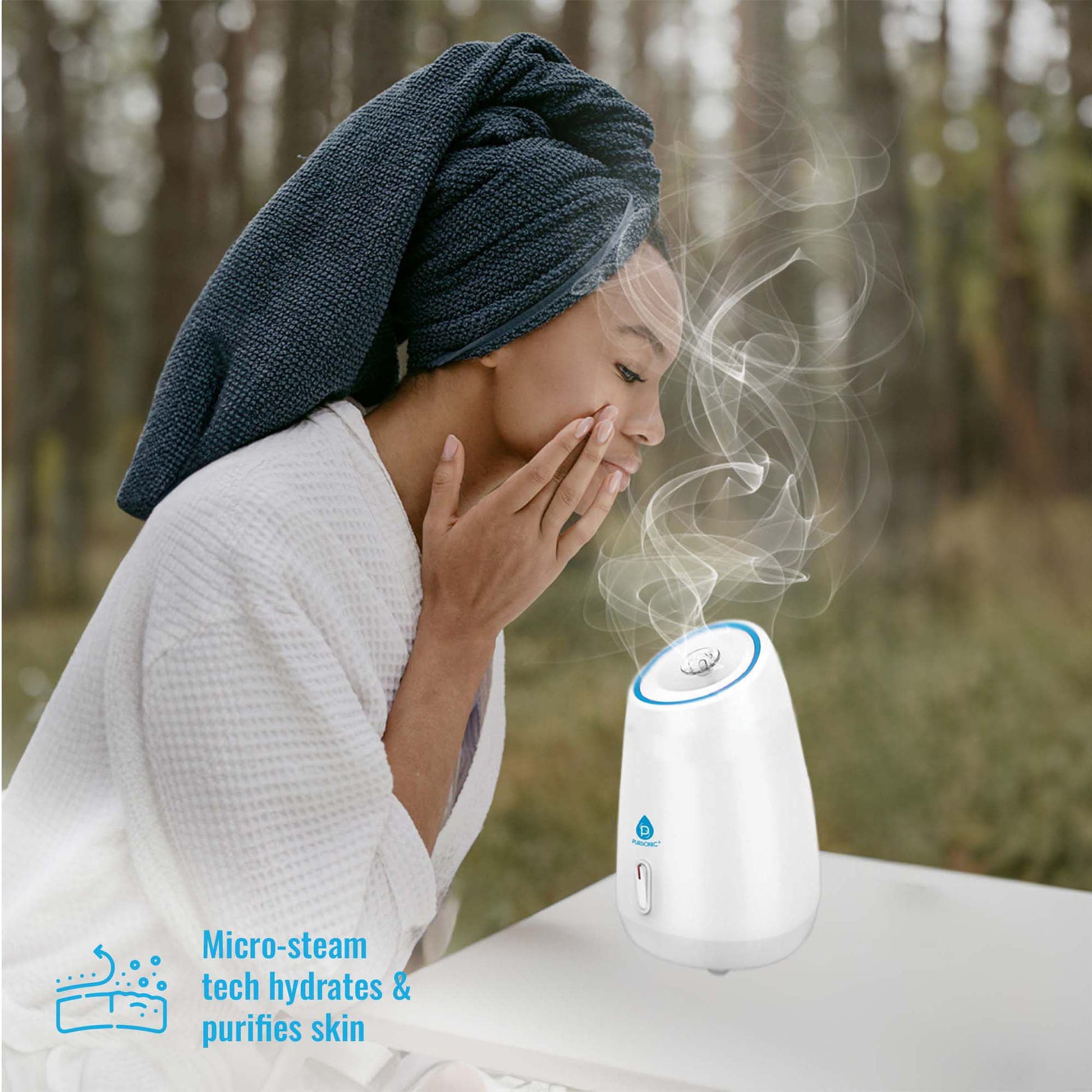 7-in-1 LED Light Therapy Face Mask & Pursonic Facial Steamer Hot Mist Moisturizing Spa Bundle-2