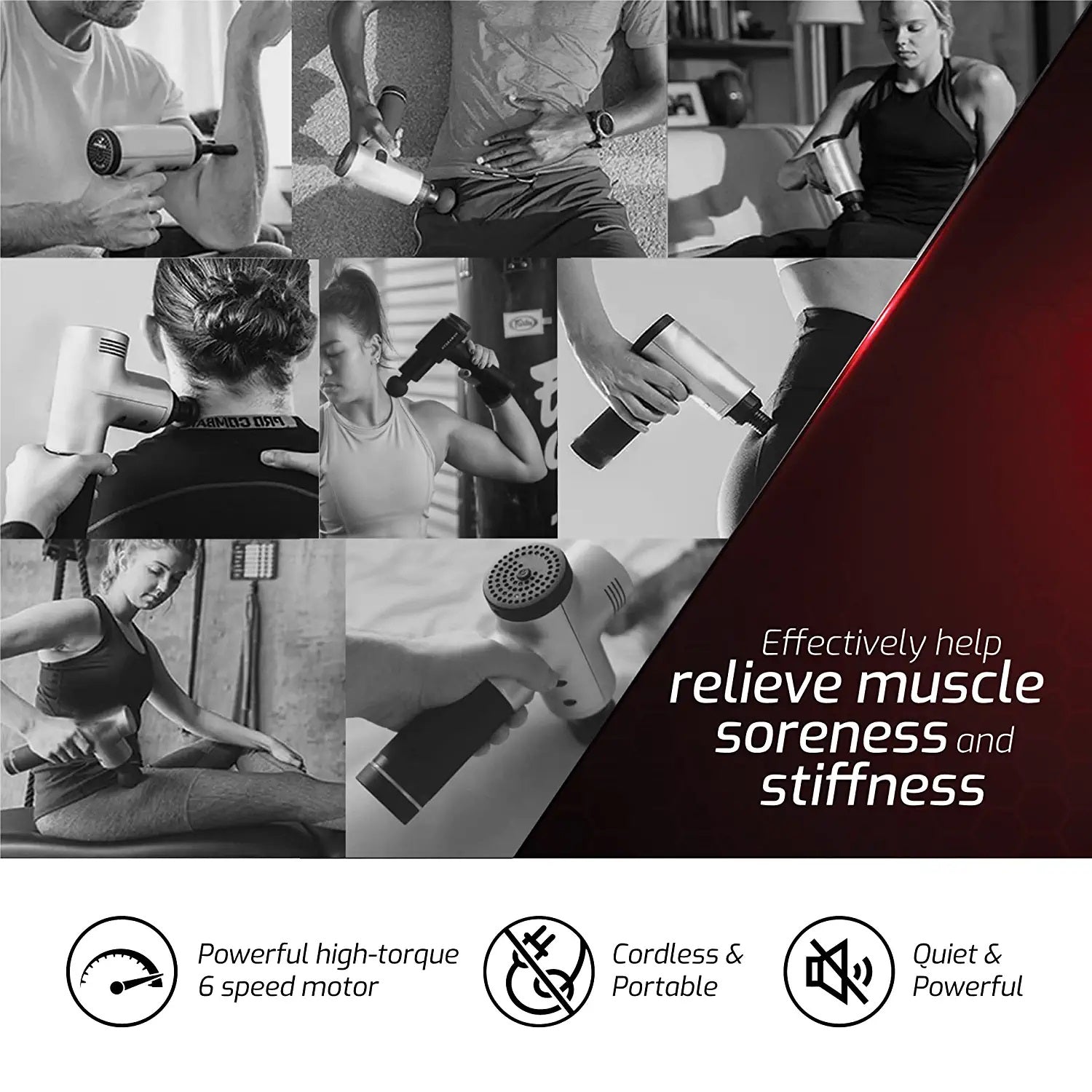 6 Speed Cordless & Rechargeable Professional Massage Gun-2