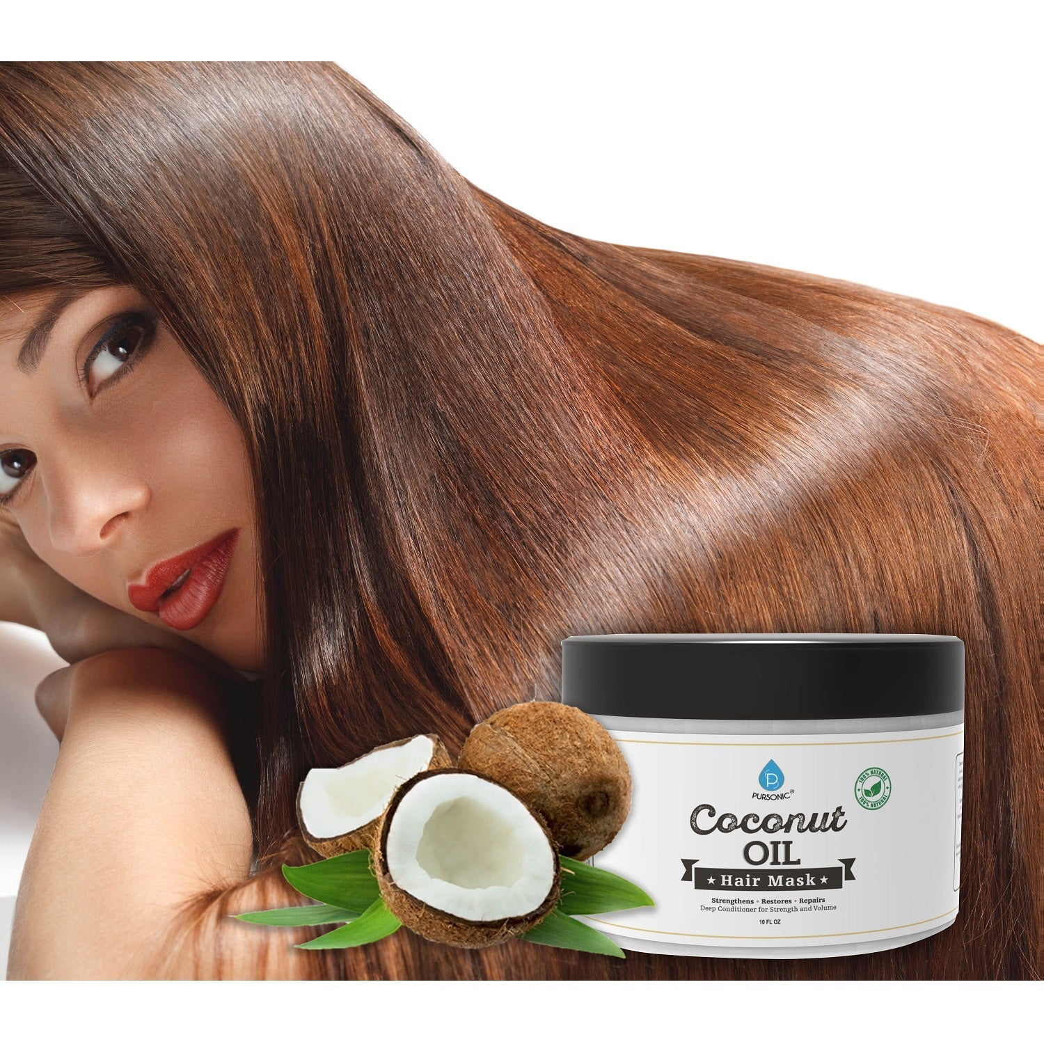 100% Natural Coconut Oil Hair Mask 10 Oz-1