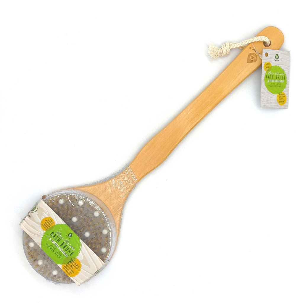 Boar Bristle & Rubber Massager with Lotus Wooden Handle-1