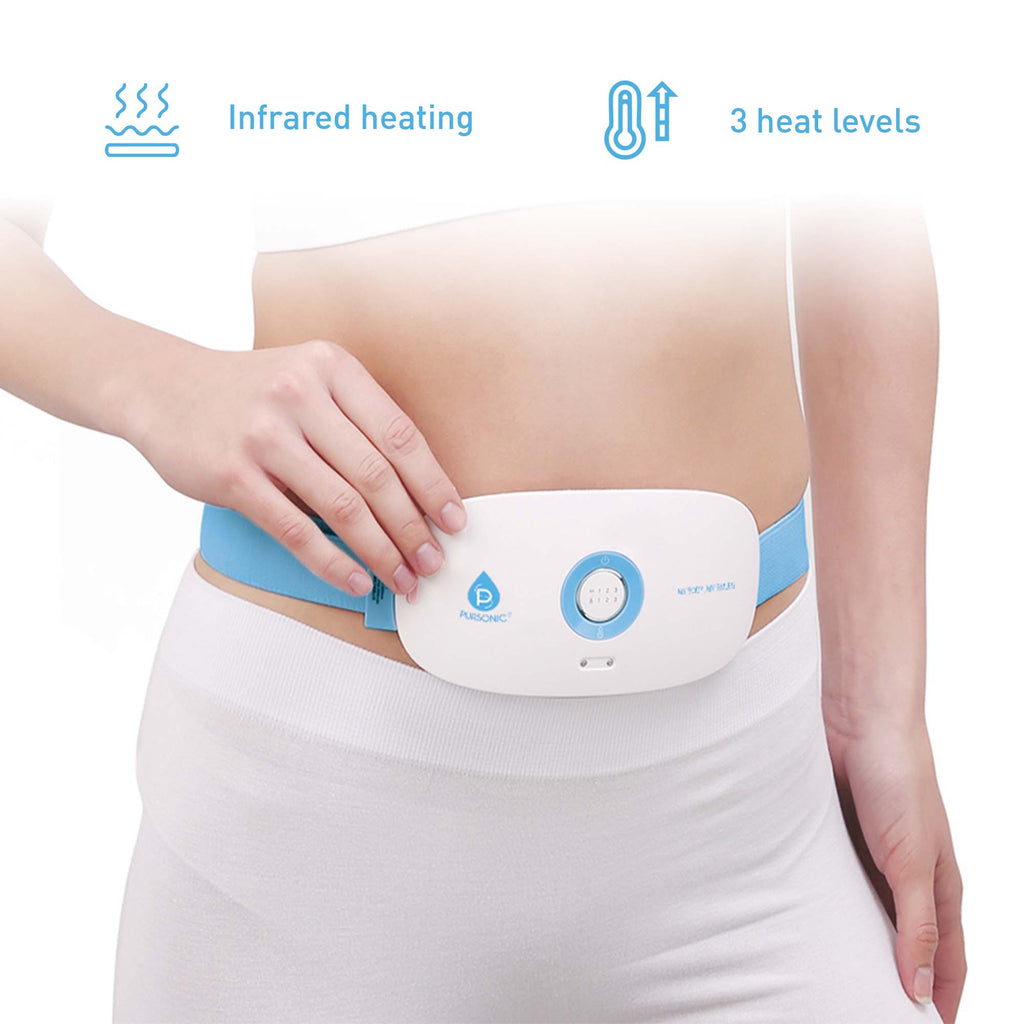 Pursonic Heat & Vibration Comfort Bundle – Chair Cushion Massager with Shiatsu Nodes + USB Rechargeable Stomach & Back Massager-2