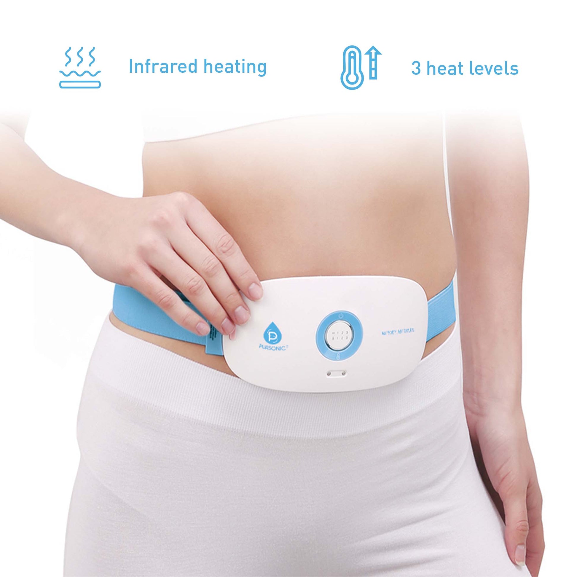 Pursonic Heat & Vibration Comfort Bundle – Chair Cushion Massager with Shiatsu Nodes + USB Rechargeable Stomach & Back Massager-2